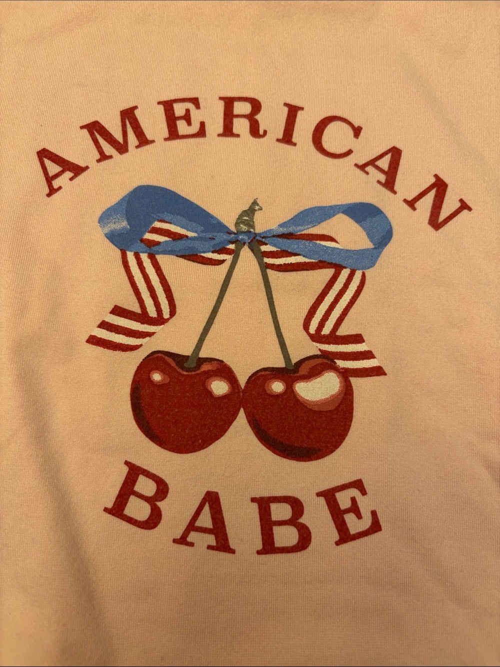 Harper Pink 'American Babe' Graphic Tee with Red Cherry Motif size small - Picture 2 of 4